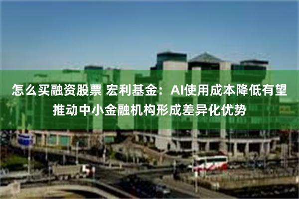 怎么买融资股票 宏利基金：AI使用成本降低有望推动中小金融机构形成差异化优势