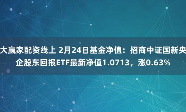 大赢家配资线上 2月24日基金净值：招商中证国新央企股东回报ETF最新净值1.0713，涨0.63%